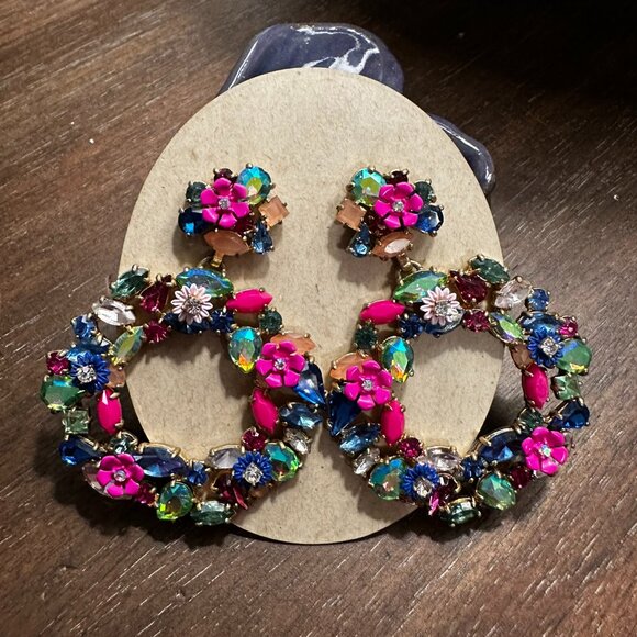 J. Crew Statement Earrings Mixed Crystal - Picture 1 of 3